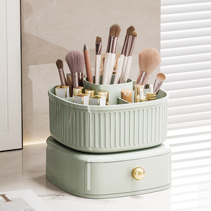 Caja de almacenamiento de cosméticos de plástico de estilo lujoso y ligero Simple de gran capacidad, estante de almacenamiento de cosméticos giratorio de doble capa - Product Image 6