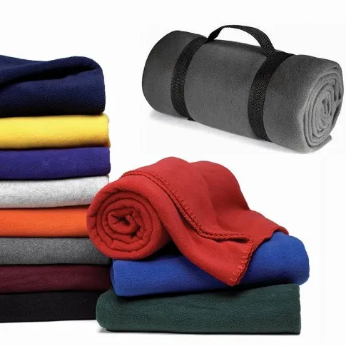 Custom Logo Foladed Fleece Blanket With Handle Holder
