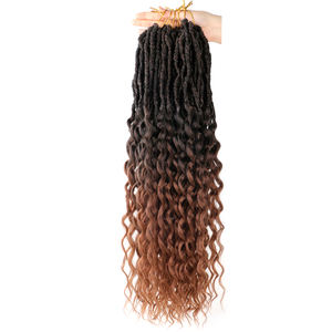 Rambut Crochet Prelooped <span class=keywords><strong>Nu</strong></span> Locs <span class=keywords><strong>Wave</strong></span> End Panjang 24 inci Grosir, Rambut Ekstensi <span class=keywords><strong>Nu</strong></span> Locs Gaya Bohemian Curly <span class=keywords><strong>Wave</strong></span> Ends Gypsy - Product Image 5