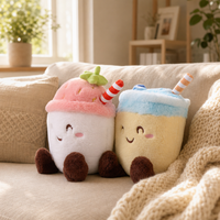 Peluche 100% polyester en forme de tasse de crème glacée brodée, jouet anti-stress 30 cm Babywolf pour fête d'anniversaire, tous âges