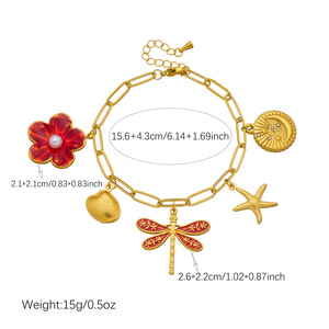 Fashion Charm Bracelet Gold Plated Zinc Alloy Flower Dragonfly Starfish Shell Pendant Women's Jewelry B2140 - Product Image 4