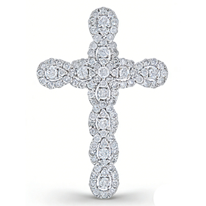 CUSTOM SILVER 10K/14K/18K GOLD PLATED LAB GROWN CVD DIAMOND CLASSIC ENGAGEMENT GIFT SWEATER <b>CHAIN</b> NECKLACE <b>CROSS</b> PENDANT - Product Image 1