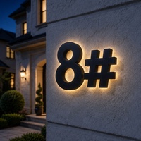 Plaque de numéro de maison lumineuse en acier inoxydable 3D personnalisée avec LED pour décoration extérieure