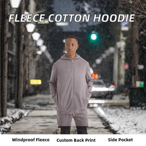 100% Cotton Fleece <b>Zip</b> Up <b>Hoodie</b> Men's Winter Full <b>Zip</b> Side <b>Pocket</b> Custom Printing Streetwear Wholesale Low MOQ High Quality - Product Image 2