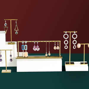Pendiente de exhibición de joyería de oro y metal Jinsky, soporte de exhibición de pendientes al por menor, barra en T, soporte de pendientes de acero inoxidable - Product Image 2