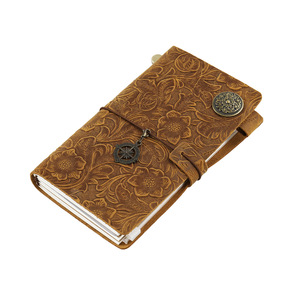 Vintage Top Layer Cowhide Handmade <strong>Journal</strong> with Tooled Floral Carving, Travel Diary Notebook, Passport/Compact/Standard/A5 - Product Image 1