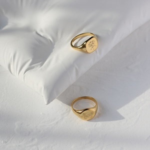 Customize Engrave logo <b>Name</b> Flower Rose Animal butterfly Signet <b>Ring</b> for Women - Product Image 2