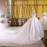 Ballkleid Hochzeitskleid Trägerlos mit Perlen und Kristallen Besetzt Schwerer Satin Übergröße Prinzessin Brautkleid Maßanfertigung Großhandel