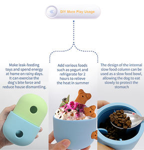 Jouets pour chiens en silicone écologiques Interaction facile à nettoyer Balle alimentaire qui fuit Plus de gaspillage alimentaire! - Product Image 3