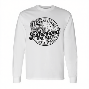 Camiseta de manga larga con estampado de "Surviving Fatherhood One Beer At A Time" para papá, regalo del Día del Padre - Product Image 2