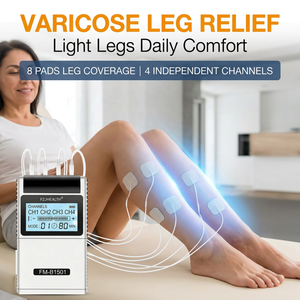 Masajeador <span class=keywords><strong>de</strong></span> Pulsos TENS para Alivio <span class=keywords><strong>de</strong></span> Várices <span class=keywords><strong>en</strong></span> <span class=keywords><strong>las</strong></span> <span class=keywords><strong>Piernas</strong></span>, Electrodos <span class=keywords><strong>de</strong></span> Fisioterapia, 8 Almohadillas, 4 Canales EMS - Product Image 1