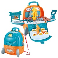 Sac à dos pour enfants avec accessoires de déguisement, bijoux et maquillage, ensemble de jeu de rôle pour enfants, jeu d'imitation avec outils et boîtier en plastique pour enfants