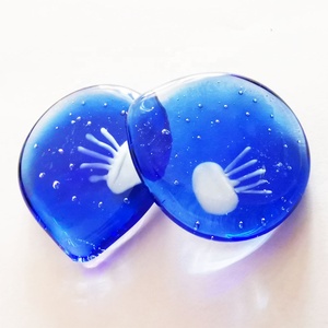 Soporte plano azul para palillos, único <span class=keywords><strong>Murano</strong></span>, Burbuja de cristal de <span class=keywords><strong>Murano</strong></span>, medusas 3D, estatuilla de animales marinos, vajilla, estante para bolígrafo - Product Image 1