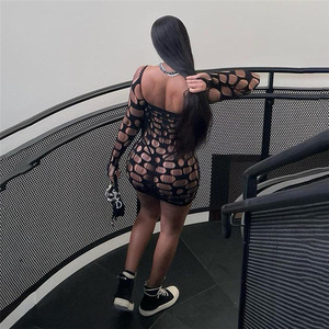 New Trendy Women's Fashion Dresses Solid Color Cut Out Slim Fit Black Dress Girls Sexy Club Party Hollow Dresses Women - Product Image 5