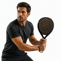 Raquette de padel en fibre de carbone 24K, tissage or, noyau en nylon EVA, forme goutte d'eau, légère, durable, absorption des chocs, imperméable, logo personnalisé