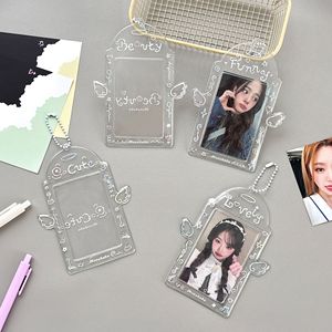 Protector de Tarjetas Kpop Transparente de PVC de 3 Pulgadas con Diseño de Ángel Minimalista para Jardín, Soporte para Photocards, Colgante Kawaii para Bolsos, para Fans del Kpop, Venta al por Mayor - Product Image 3