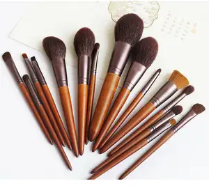 Chuyên Nghiệp Mỹ Phẩm Brush Set Động Vật Tự Nhiên Tóc Chất Lượng Cao 15 Cái Lông Dê Tùy Chỉnh Makeup Brush Set Với Túi