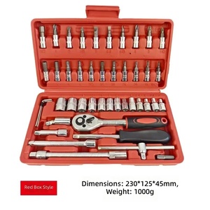 Set di Chiavi a Bussola e Cricchetto da 46 Pezzi con Attacco da 1/4 di Pollice, Inserti Metrici, Barra di Prolunga, Utensili Manuali in <span class=keywords><strong>Valigetta</strong></span> - Product Image 3