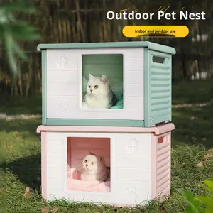 Umweltfreundliches PE-Material Einfarbiges Outdoor-Hundehaus Regenfester Unterschlupf mit Kartonverpackung für Hunde Alle Jahreszeiten - Product Image 1