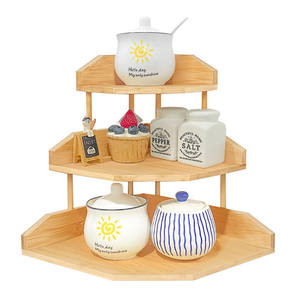 3 Tier Bamboo Spice <b>Rack</b> Corner Stand Wooden Storage Organizer for <b>Kitchen</b> Bathroom Countertop Minimalist Design - Product Image 1