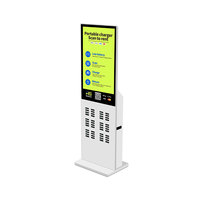Borne de location commerciale multi-paiements pour batteries externes, fonctionnement stable, kiosque distributeur de batteries partagées, écran publicitaire HD 43 pouces, 15W