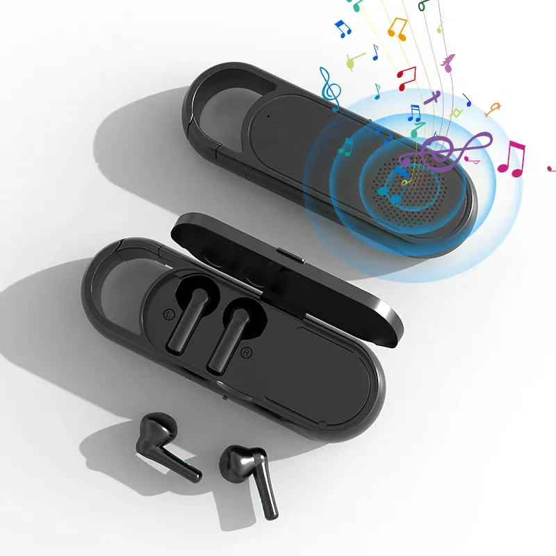 Speaker nirkabel 2 in 1 portabel Mini luar ruangan desain pribadi baru Speaker Bluetooth peredam kebisingan earbud BT 5.3 OEM