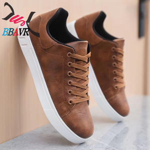 Zapatos de cuero de talla grande para hombre, moda nueva de verano y otoño, zapatos informales con plataforma antideslizantes, zapatos planos con cordones, zapatos de skate - Product Image 3