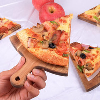 Ensemble d'assiettes à pizza rondes en bambou de 12 pouces, 6 assiettes à tarte à pizza triangle en bambou de 6 pouces, plateau rond en bois empilable