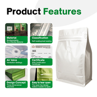 Vente en gros de sachets de thé debout sachets sous vide pochettes de boîte à fond plat avec logo personnalisé pour emballage de café
