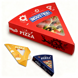 Emballage pour tranche de pizza individuelle à deux niveaux en forme de <span class=keywords><strong>triangle</strong></span> de 9 pouces, boîte à tranche de pizza individuelle en papier artisanal personnalisée - Product Image 5