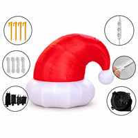 Chapeau de Père Noël gonflable de 2 m avec lumières LED pour décoration de jardin intérieur/extérieur, fête de Noël, décoration de Noël gonflable personnalisée