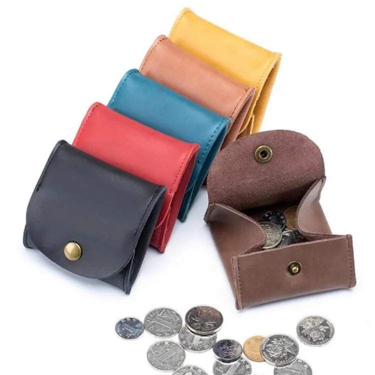 Colorful Portable Pu Leather Vintage Mini Coin Purse With Logo