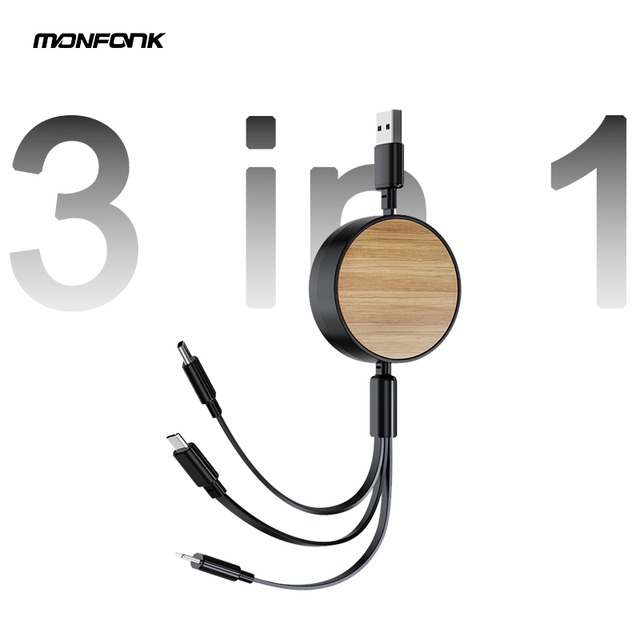 15W Max TPE External Environmental protection 3 in 1 Mobile Phones Charger Type-c Data Cable