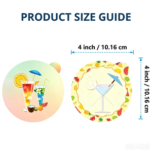 Pegatinas Protectoras para Bebidas Desechables, Ecológicas, Reciclables, con Diseño de Frutas de Verano, Anti-Spoiling, para Tapas de Vasos, Impermeables y Seguras - Product Image 2