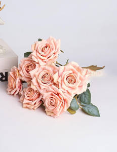 ดอกไม้ประดิษฐ์ตกแต่งงานแต่งงานมาใหม่ ดอกกุหลาบสัมผัสเหมือนจริง คุณภาพสูง สีชมพูฤดูใบไม้ร่วง กุหลาบลาเท็กซ์ขนาดกลาง - Product Image 5