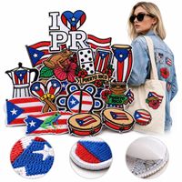 Lot de patchs brodés à coudre ou thermocollants, motifs Drapeau de Porto Rico, Coqui, Taino, Hibiscus, Domino, Bomba, Héritage