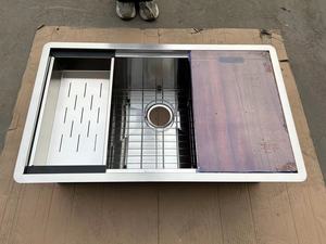 Fregadero de cocina de un solo lavabo, cuadrado, acero inoxidable, acabado satinado 304 - Product Image 3