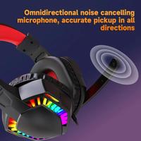 Headset Gaming dengan Mikrofon Lampu LED Pelangi Koneksi USB Berkabel Latensi Rendah Suara 4D untuk E-Sports Gaming Headphone Berkabel
