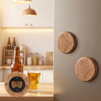 Abridor de Botellas Magnético de Madera Natural Portátil de 7 cm, Abridor Redondo Sólido para Cerveza, Vino y Bebidas, Imán para Refrigerador, Decoración para Cocina, Bar y Hogar