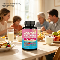 Capsules de collagène multi-types I, II, III, V, X, biotine, acide hyaluronique, kératine, complexe vitaminique, soutien pour la beauté de la peau, des cheveux et des ongles, complément alimentaire