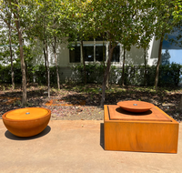 Fontaine à eau extérieure en acier Corten de 31 pouces avec lumière LED et pompe pour jardin et terrasse