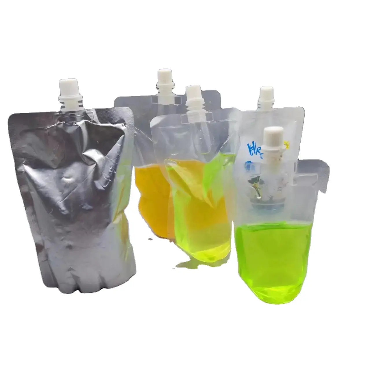 250 ml 500ml o empacotamento plástico transparente claro levantam-se malotes líquidos da bebida do suco da água espreme o saco do malote do bico