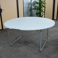 Table ronde pliante en plastique HDPE de 60 pouces (5 pieds) pour événements, fêtes, mariages et banquets, couleur blanche
