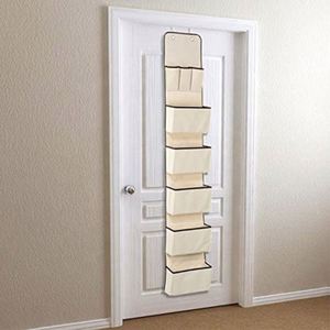 Organisateur suspendu pour porte avec 5 grandes poches, rangement mural avec crochets pour salle de bain et dortoir - Product Image 2