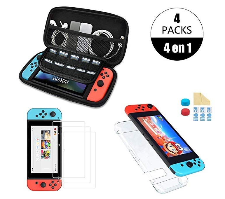Чехол 4 в 1 для Nintendo Switch, сумка для хранения, дорожная сумка, прозрачная крышка, чехол, ручки из закаленного стекла