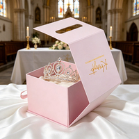 Cajas para Coronas de Concurso, Cajas Personalizadas Coloridas con Cierre, Cajas de Regalo Rígidas con Asa, Estampado Dorado, Impresión de Logotipo CYMK