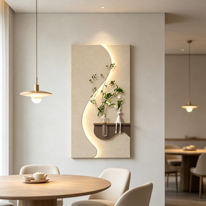 Luz LED 3D con textura de arenisca, arte <span class=keywords><strong>mural</strong></span> nórdico para pared, decoración con soporte de florero de vidrio, planta verde artificial, decoración para el hogar - Product Image 4