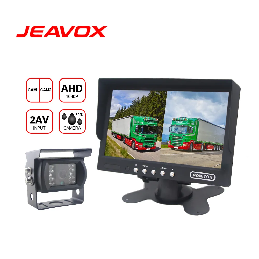 AHD Back View 12V 24v 1080p Reverse Aid Camera System 7" 2 Split View Rear View Monitor Truck Camera System For Crane Trailer