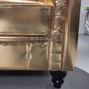 Or de luxe PU En Cuir Chesterfield Canapé 3 Places Capitonné Chesterfield Canapé Meubles D'hôtel De Barre D'or PU Canapé - Product Image 6