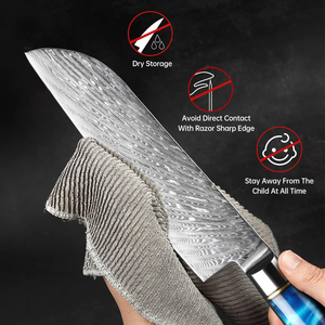 Bộ dao bếp thép Damascus VG10, dao đầu bếp Nhật Bản 67 lớp sắc bén, dao nấu ăn bán buôn, cán gỗ nhựa xanh - Product Image 4